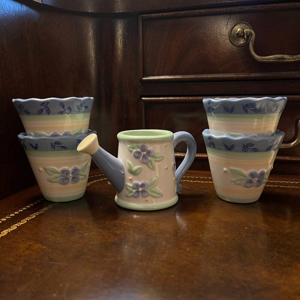 Pfaltzgraff Summer Breeze Napkin Rings Set of 4 - Vintage Floral Easter Table